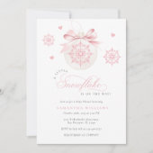 Coquette Snowflake Baby shower rose Invitation (Devant)