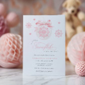 Coquette Snowflake Roze Baby shower Uitnodiging