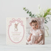 Coquette Some Bunny 1st Birthday Photo Invitation (Debout devant)