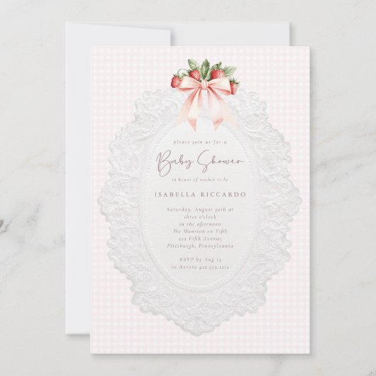 Coquette Strawberry Baby Shower Invitation (Devant)