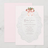 Coquette Strawberry Baby Shower Invitation (Devant / Derrière)