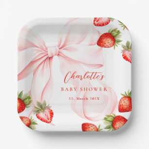 Coquette Strawberry Baby Shower Papieren Bordje