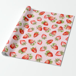 Coquette Strawberry Bow Cadeaupapier