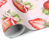 Coquette Strawberry Bow Cadeaupapier (Rol Hoek)