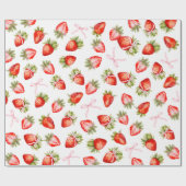 Coquette Strawberry Bow Cadeaupapier (Vlak)