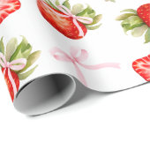 Coquette Strawberry Bow Cadeaupapier (Rol Hoek)