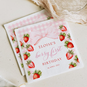 Coquette Strawberry eerste verjaardag Servet