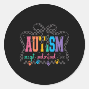 Coquette Strik Autisme Aanvaard Begrijp Liefde Aut Ronde Sticker
