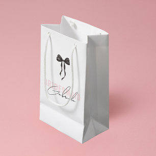 Coquette Strik Franse Roze Bruidsmeisje Naam Klein Cadeauzakje