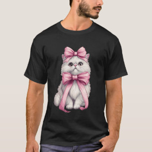 Coquette Strik Pers Kat Moeder Cute Roze Moederdag T-shirt