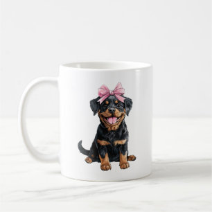 Coquette Strik Rottweiler Hond Moeder Meisje Roze Koffiemok