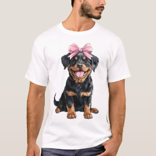 Coquette Strik Rottweiler Hond Moeder Meisje Roze T-shirt