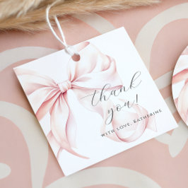 Coquette Strik Roze Baby Shower Bedankjes Labels