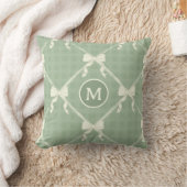 Coquette Strikjes Gingham Monogram Crème Saliegroe Kussen (Deken)
