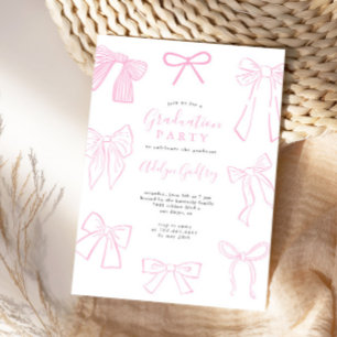 Coquette Strikjes Licht Roze Afstudeerfeest Kaart