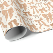 Coquette Terracotta Bogen & Harten Cadeaupapier (Rol Hoek)