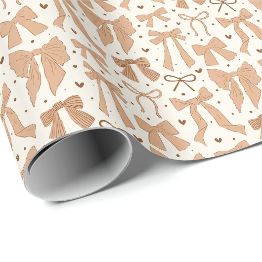 Coquette Terracotta Bogen & Harten Cadeaupapier (Rol Hoek)