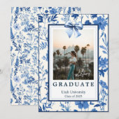 Coquette toile boog foto afstudeeraankondiging kaart (Voorkant / Achterkant)