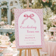 Coquette Toile rose Bow 1er anniversaire fille