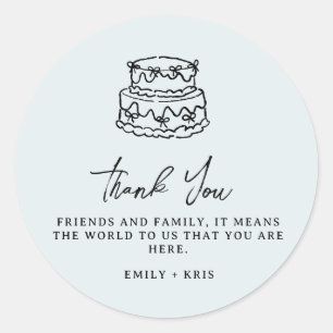 Coquette Trouwtaart Blauw Trouw Favor Ronde Sticker