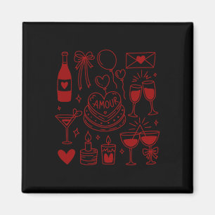 Coquette Valentijnsfeest Amour Cake Wijn Harten Li Magneet