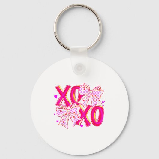 Coquette Valentine Xoxo Funny Valentine Bow Hearts Sleutelhanger (Voorkant)
