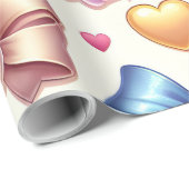 Coquette Verjaardag Wrapping Papier, Bogen, Parels Cadeaupapier (Rol Hoek)