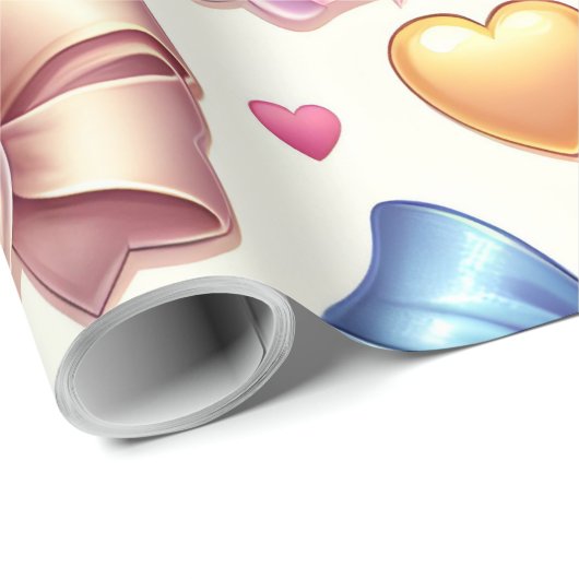 Coquette Verjaardag Wrapping Papier, Bogen, Parels Cadeaupapier (Rol Hoek)