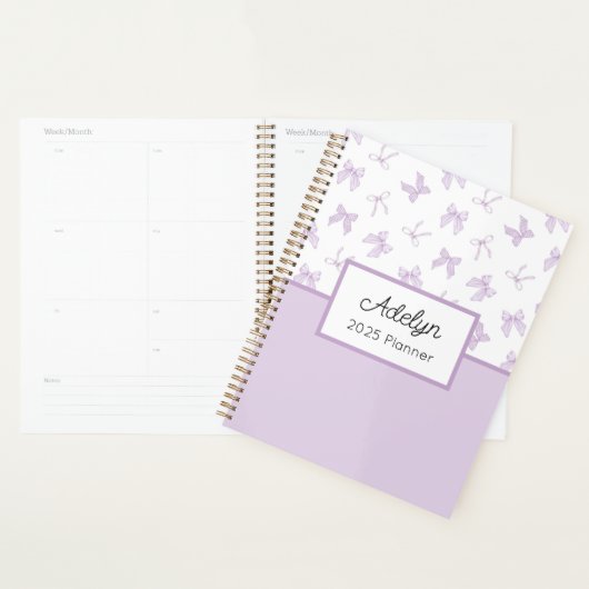 Coquette violette Bows Planner (Devant avec enveloppe)