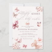 Coquette vlinder | Roze Baby Meisje Douche Kaart (Voorkant)