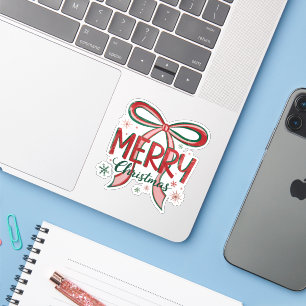 Coquette vrolijk kerstfeest Retro Kerstmis Strik V Sticker