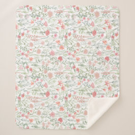 Coquette Vrouwelijke Roze Wilde Bloemenweide Sherpa Deken