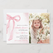 Coquette Waterverf Roze Schattige Boog 2e Verjaard Kaart (Voorkant)