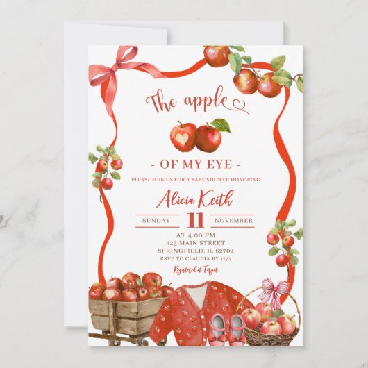Coquette Wavy Boog Appel van ons Oog Baby shower Kaart (Voorkant)