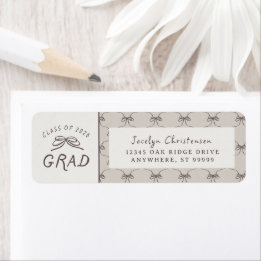 Coquette Whimsical Bows Class of 2026 Graduation Etiket