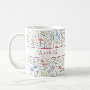 Coquette Wildebloemenweide Gepersonaliseerd Roze Koffiemok