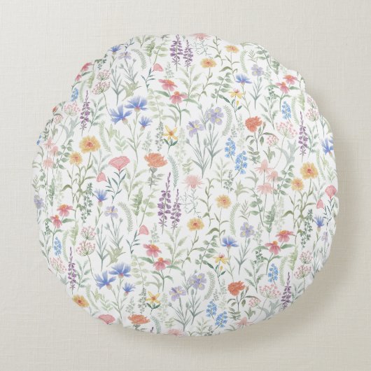 Coquette Wildflower Meadow Rond Kussen (Voorkant)