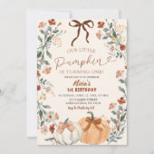 Coquette Wildflower Pumpkin 1st Birthday Kaart (Voorkant)