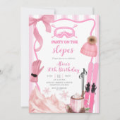 Coquette Winter Pink pastel Ski birthday Kaart (Voorkant)