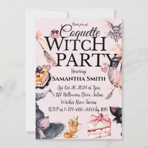 Coquette Witch Party Halloween Invitation