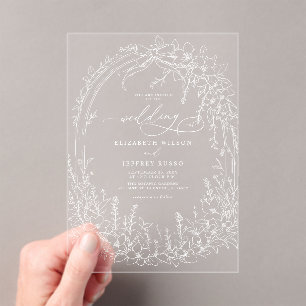 Coquette Woodland Garden Floral Wedding Acryl Uitnodigingen