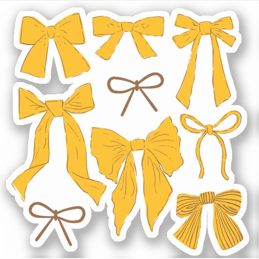 Coquette Yellow Bows Romantisch Sticker (Voorkant)