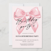 Coquettish Bow Pink Birthday Invitation (Devant)