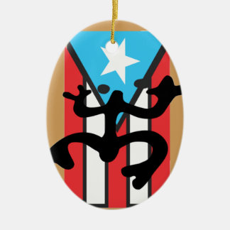 Coqui taíno sobre bandera de Puerto Rico Keramisch Ornament