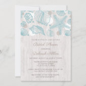 Coquillage blanc bois Bridal Douche Invitation (Devant)