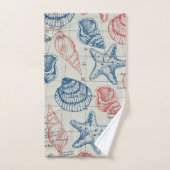 Coquillage Marin Rouge Bleu (Serviette à main)