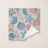 Coquillage Marin Rouge Bleu (Gant de toilette)