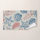 Coquillage Marin Rouge Bleu (Serviette à main)