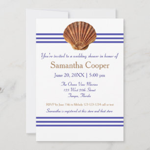 Coquillage nautique - Invitation de douche nuptial