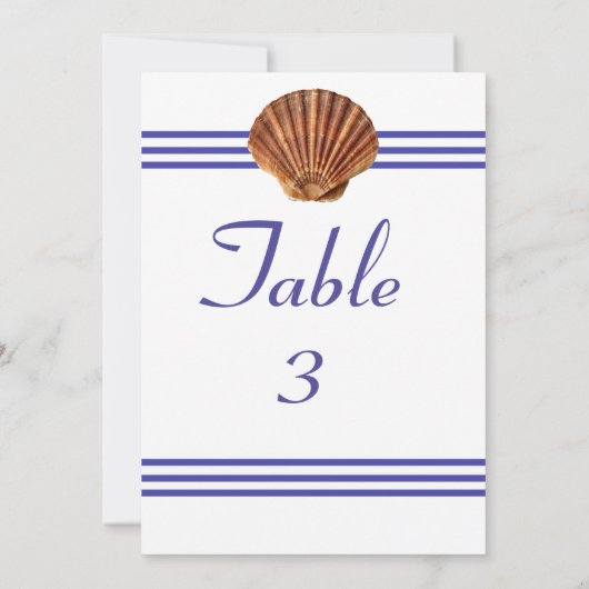 Coquillage nautique - Numéro de table 5x7 (Dos)
